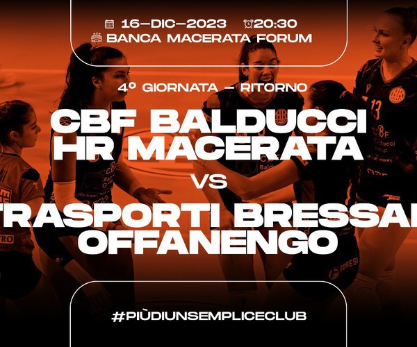 Info prevendita biglietti CBF Balducci HR Macerata VS Offanengo di sabato 16 dicembre