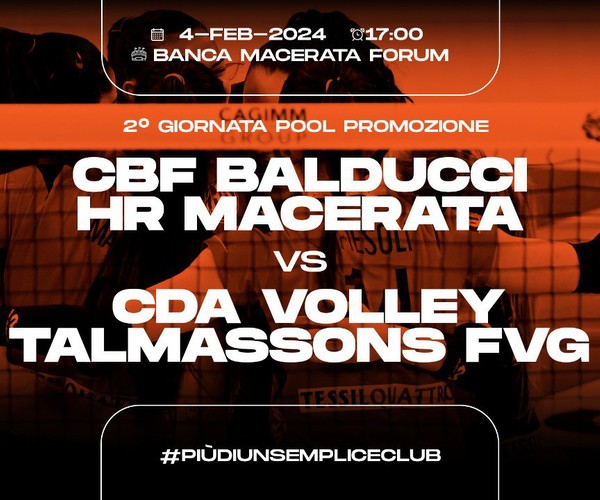 Info prevendita biglietti CBF Balducci HR Macerata VS Talmassons di domenica 4 febbraio