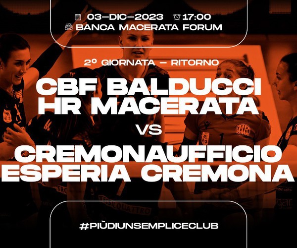 Info prevendita biglietti CBF Balducci HR Macerata VS Cremona di domenica 3 dicembre